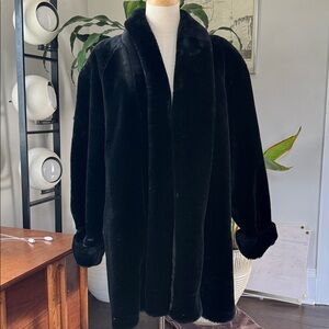 Vintage Black faux fur swing coat